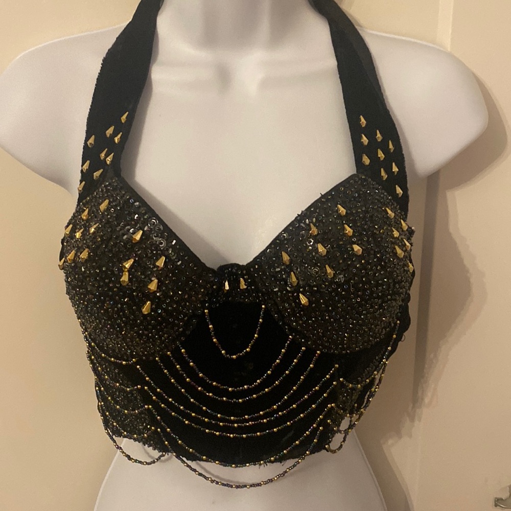 Vintage Bejewelled Crop Bustier Madonna Bra